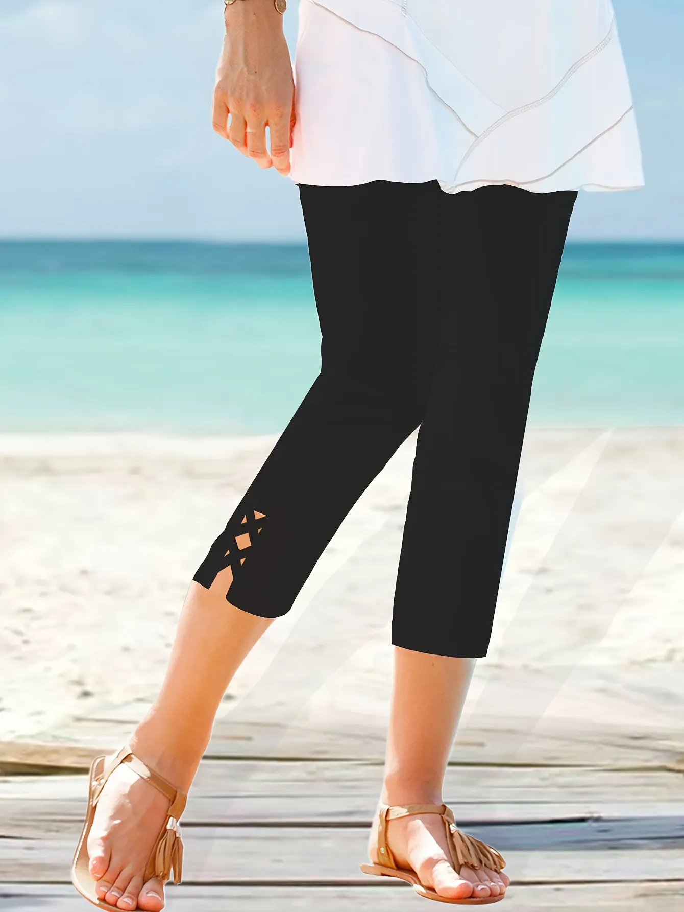 Side-Slit Cross-Design Fitted Legging | IFYHOME