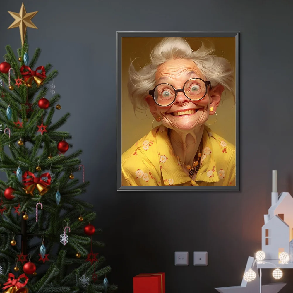 Diamond Painting - Full Round Drill - Cute Old Granny(Canvas|30*40cm)