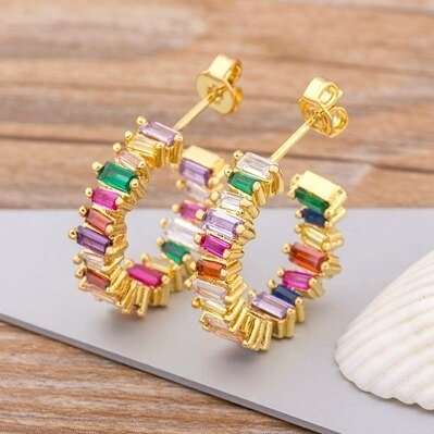 YOY-28 Styles Rainbow Cross Stud Earrings