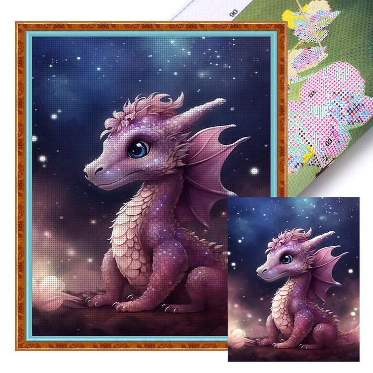 Pink Dragon 11CT (40*50CM) Stamped Cross Stitch gbfke