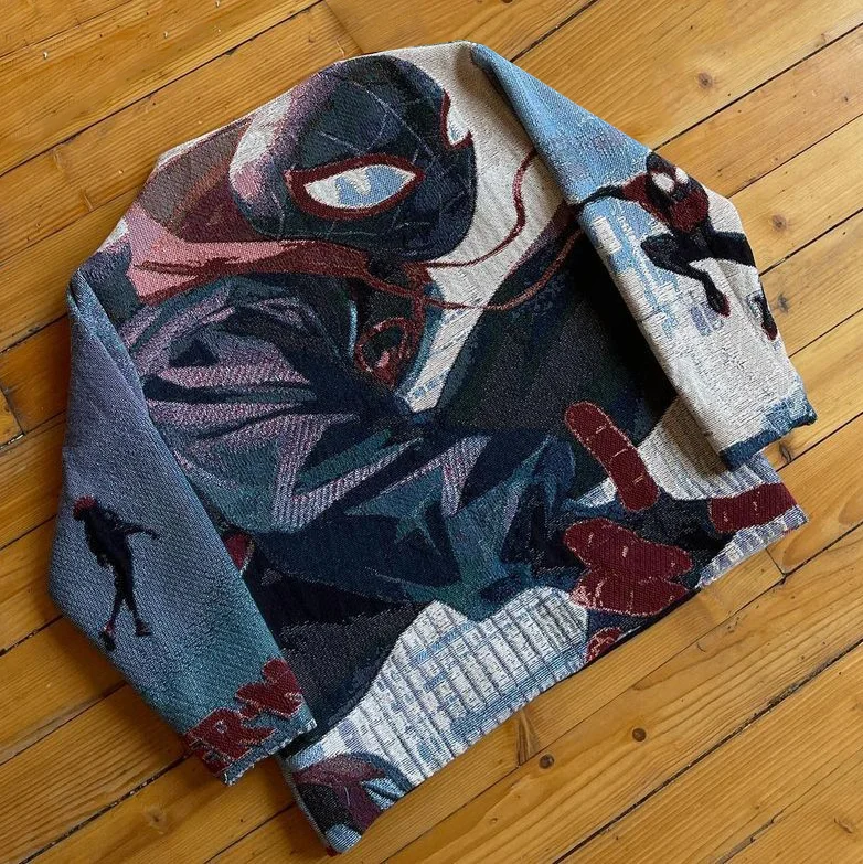 Anime Print Long Sleeve Tapestry Sweatshirt