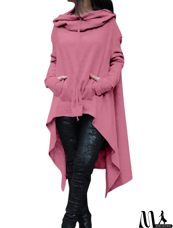 MidiSono - Irregular Hooded Sweater Top