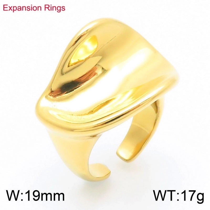 Vintage Style Geometric 304 Stainless Steel 18K Gold Plated Rings