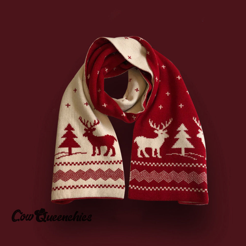 Christmas Atmosphere Warm Scarf White / One-Size