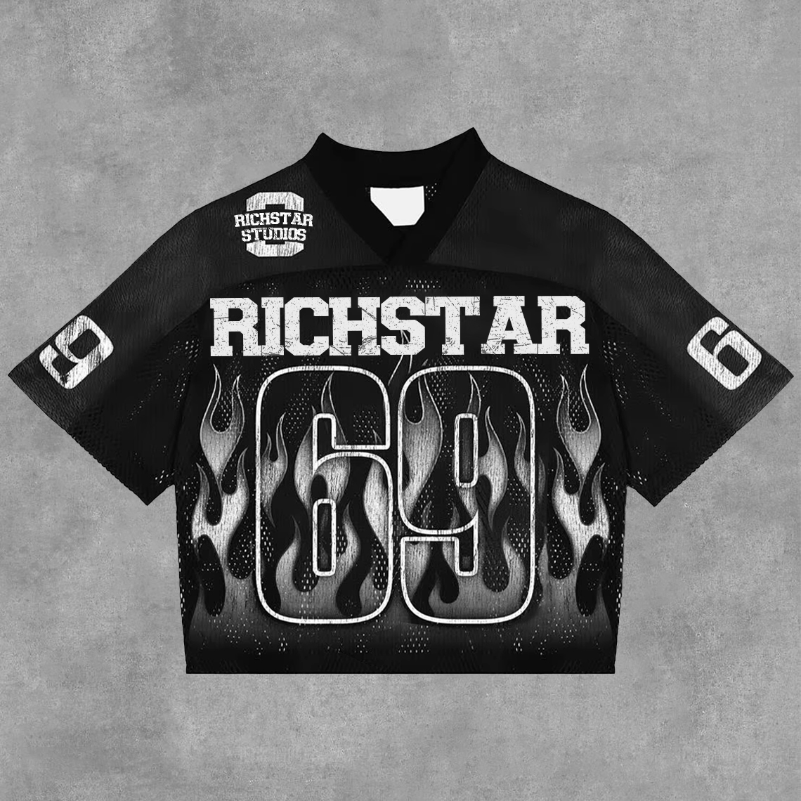 Sopula Vintage Rich Star No 69 Graphics Blokecore Blokette V-Neck T-Shirt - SOPULA