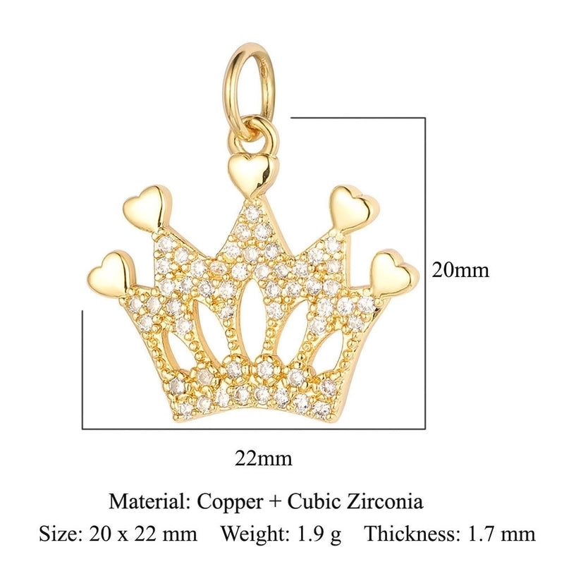 3 Pieces Copper Zircon 18K Gold Plated Pentagram Heart Shape