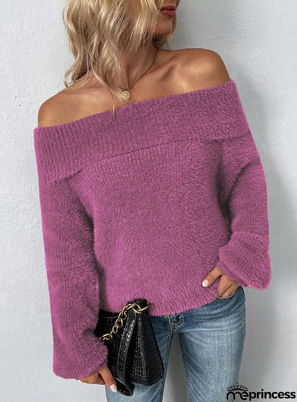 SEXY PULLOVER LANTERN SLEEVE SWEATER