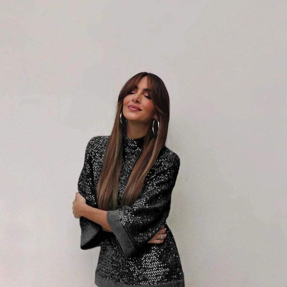 FSDA O Neck 2021 Fashion Green Sequins Blouse Shirts Women Y2K Autumn Winter Vintage Long Sleeve Top Shirt Elegant Casual