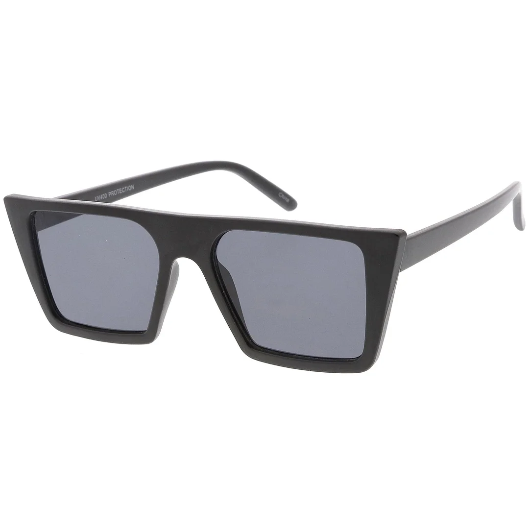 Retro Flat Top Square glasses Neutral Colored Flat Lens 52mm