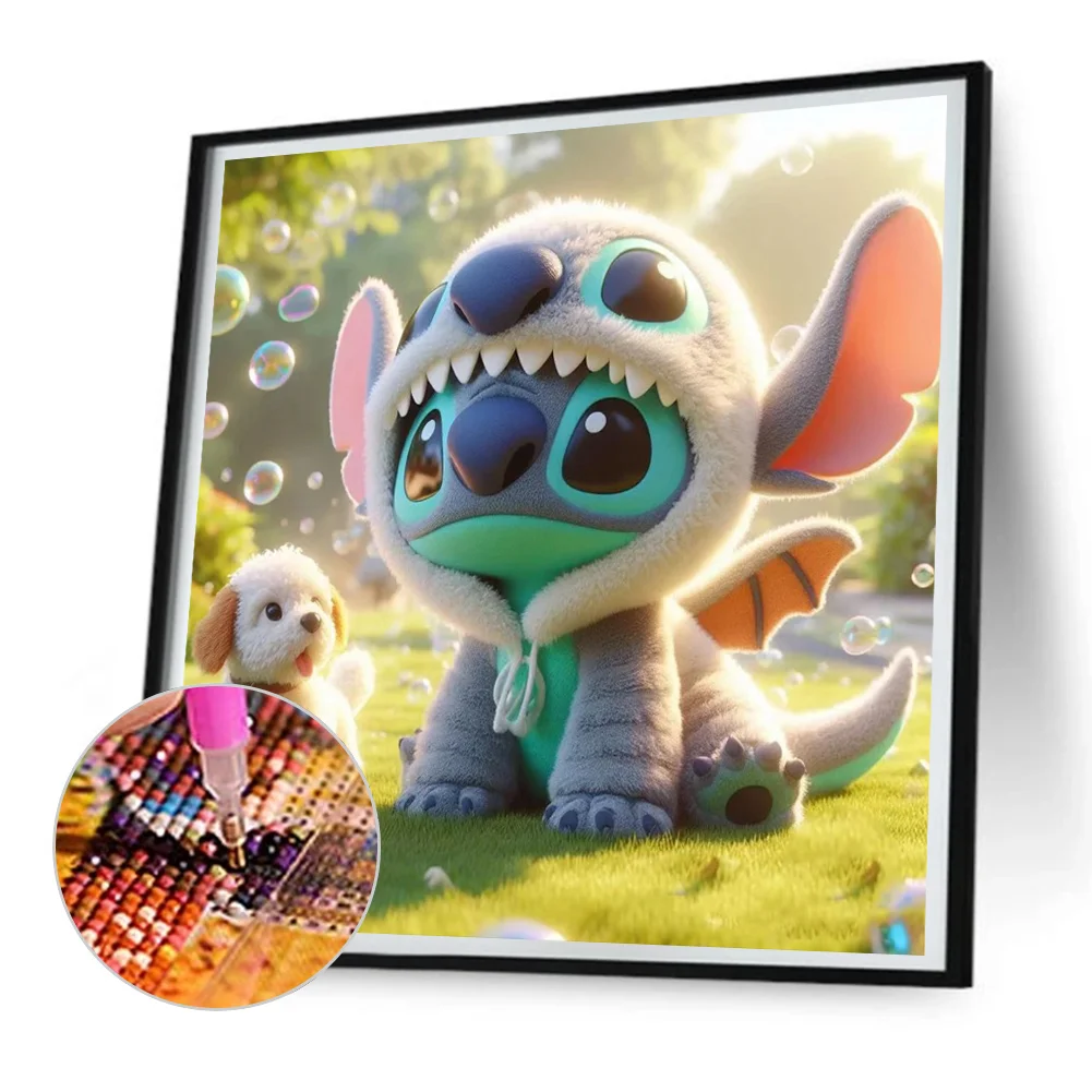 Diamond Painting - Full Round Drill - Stitch and Puppy(Canvas|30*30cm)