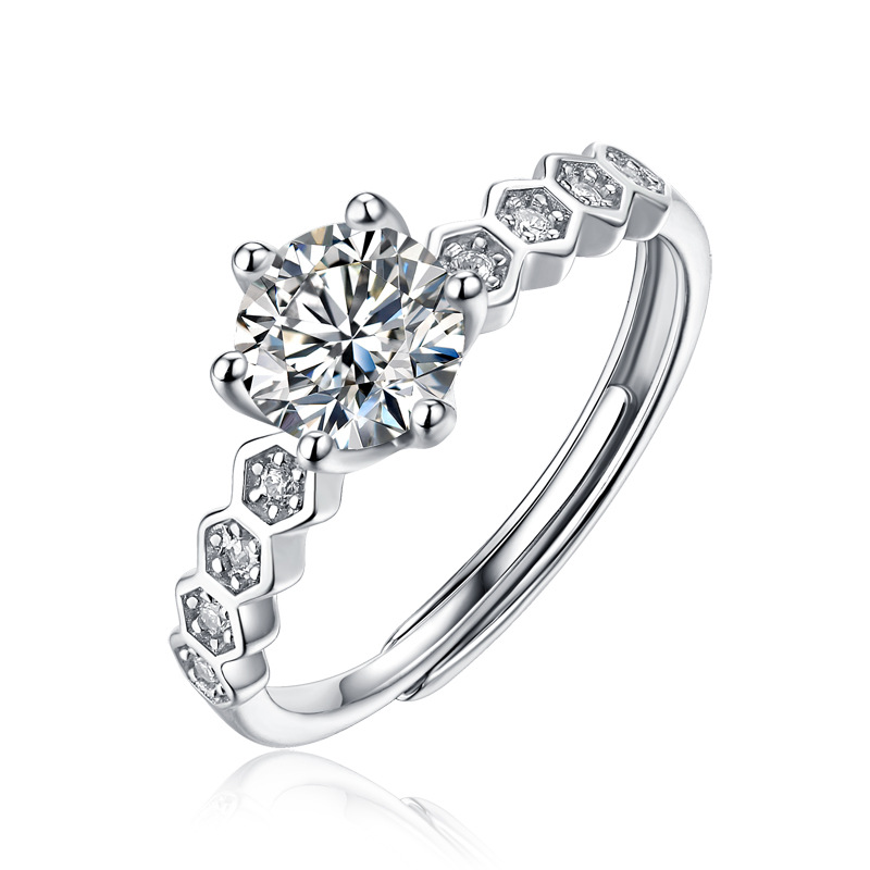  VVS1 D  Moissanite Honeycomb Wedding Ring For Women Promise Engagement S925 Sterling Silver Fine Jewelry