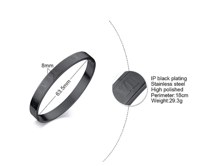 Vintage Style Letter Solid Color 304 Stainless Steel Men's Bangle4