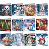 12Pcs Diamond Painting Winter Cartoon Greeting Card Set with Envelope