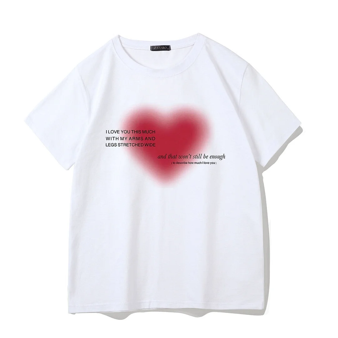 Aesthetic Sweet Heart print women t-shirt Harajuku anime letter kawaii tops emo summer short sleeve grunge female y2k clothing