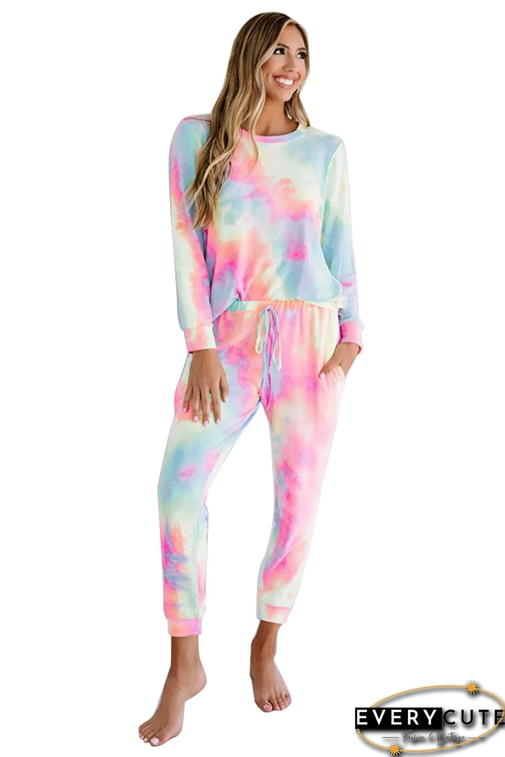 Pink Snuggle Down Tie Dye Lounge Set