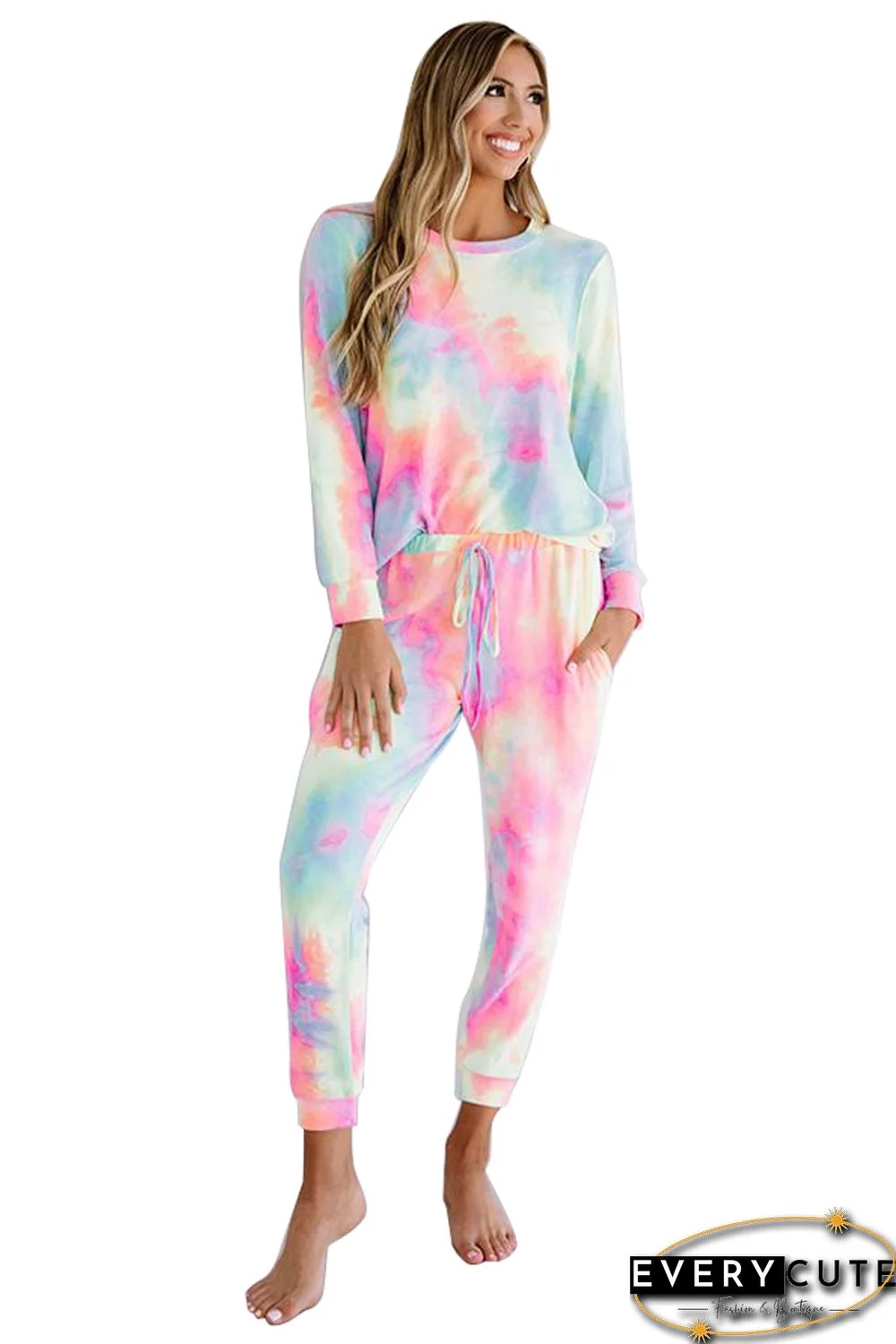 Pink Snuggle Down Tie Dye Lounge Set
