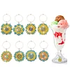 8PCS DIY Diamond Painting Art Wine Glass Charm Pendant Kits