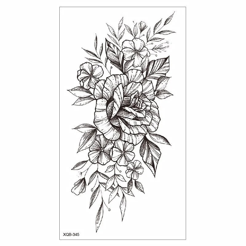Waterproof Tattoo Sticker Temporary Tattoo Black Rose Tattoo Leg Chest Arm Tattoo Man Woman Tattoo Skin Tattoo Art Tatouage TaTy 712
