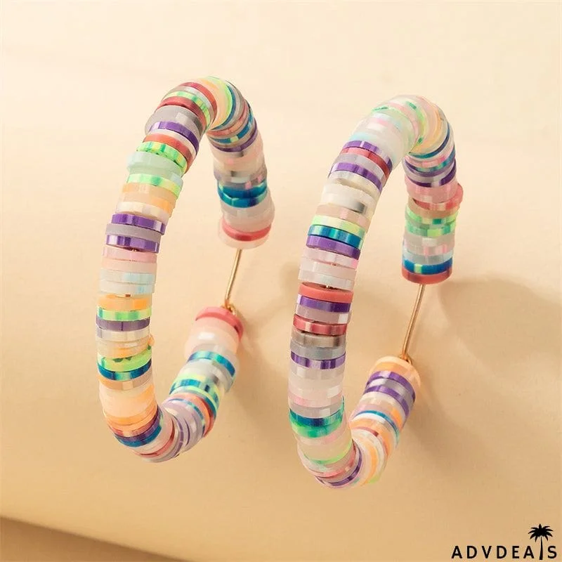 Simple C-shaped Circle Coloured Female Earrings