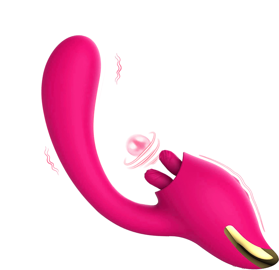 Merlot 2-in-1 Tongue-licking Dildo Vibrator - Rose Toy