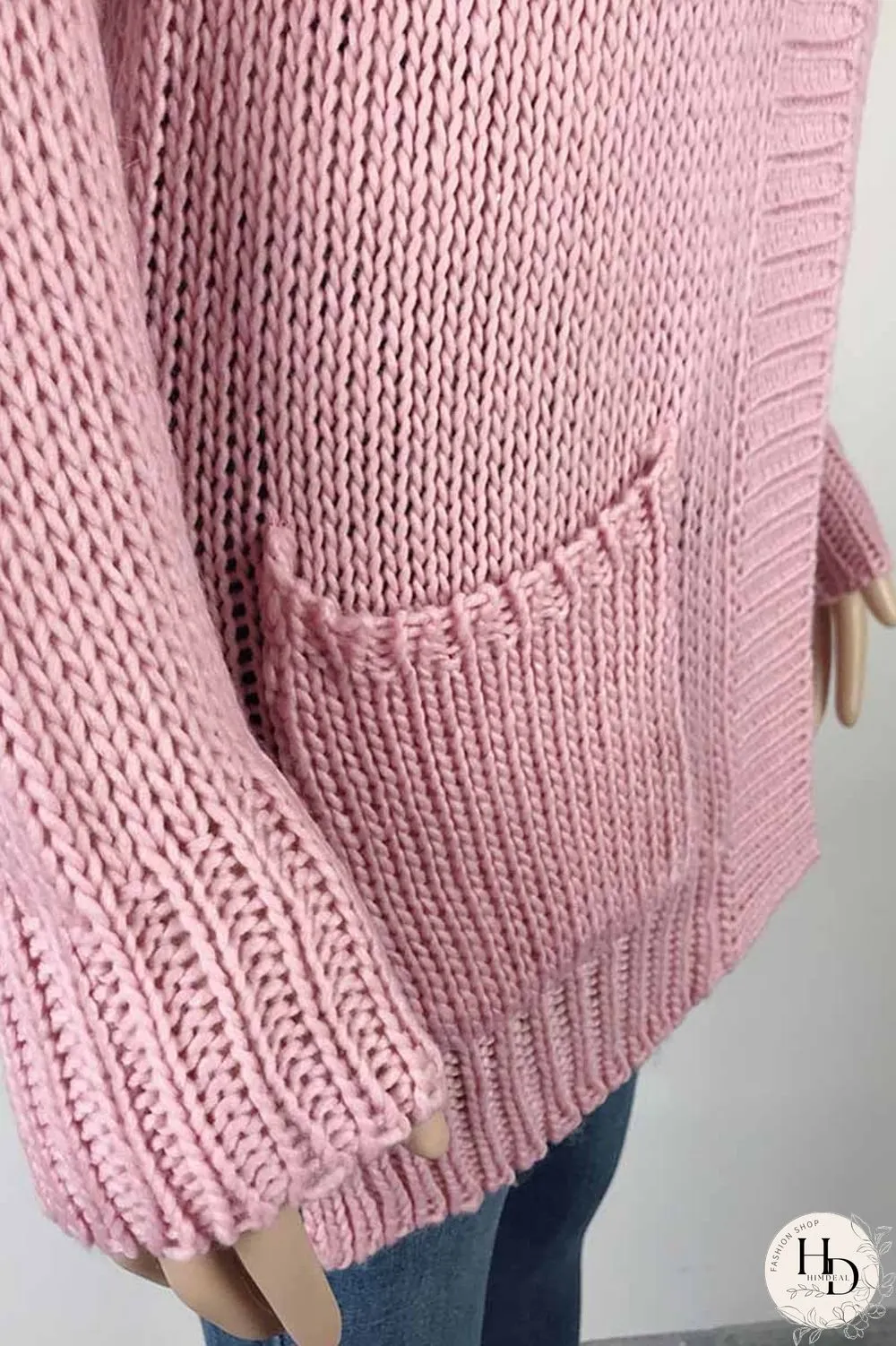 Solid Loose Sleeve Sweater Cardigan