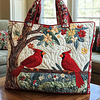 Cardinal Birds And Floral Quilted Tote Bag by Inlyline
