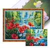 (US Only)Poppy Printed Cross Stitch Kit 55x45cm DIY 11CT Thread Art Needlework Decor