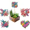 (US Local)6Pcs Diamond Painting Kits Garden Stakes Diamond Art Kits (Flower Hummingbird)
