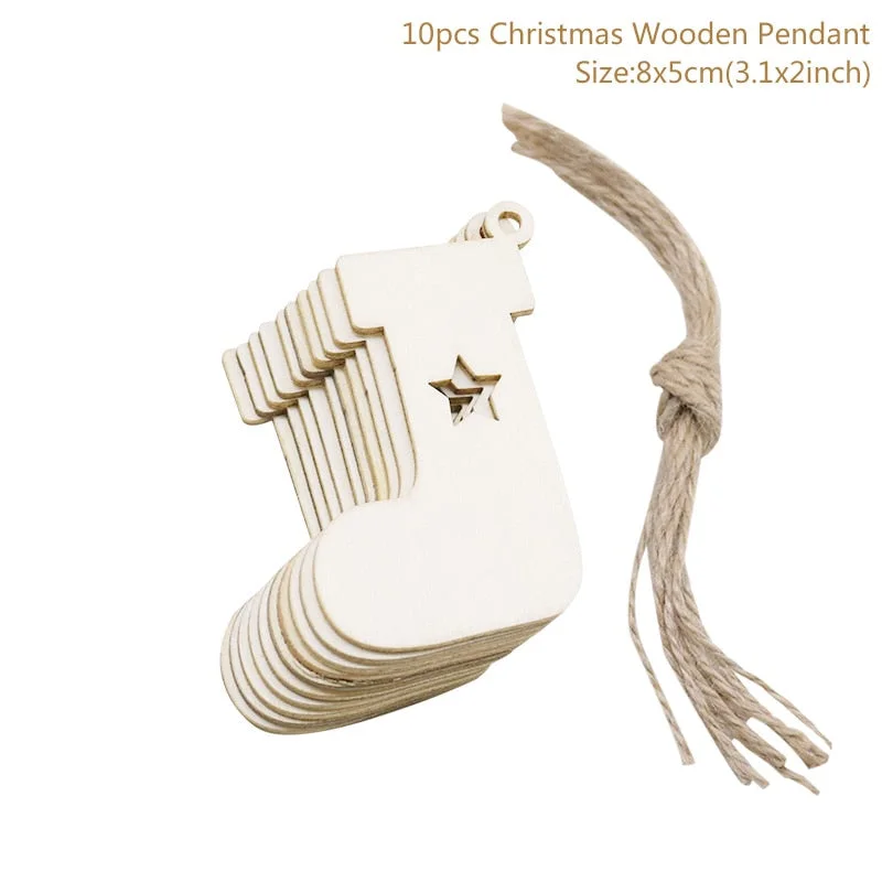 10pcs/lot Wooden Christmas Tree Hanging Ornament Pendants Christmas Decorations For Home Party New Year Navidad Natal Kids Gift