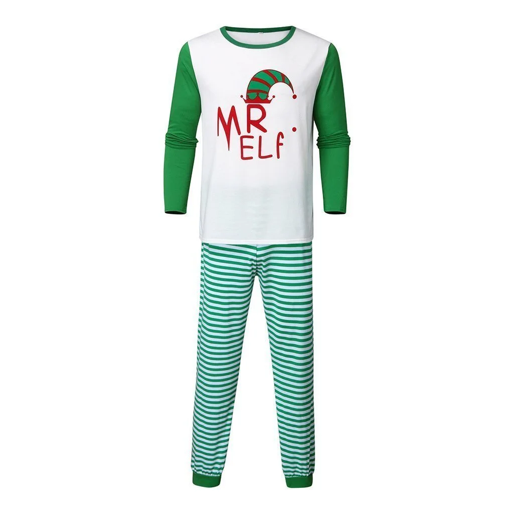 Christmas Elf Squad Stripe Family Matching Pajamas Set