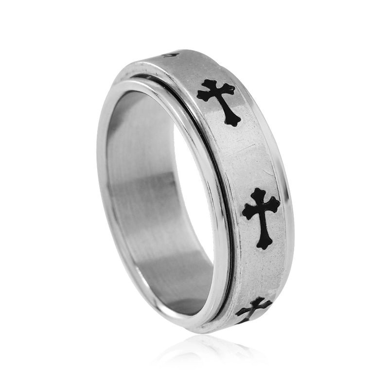 Hip-Hop Cross 304 Stainless Steel Unisex Rings