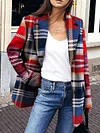 Checkered And Split-Joint Long Sleeves Coats