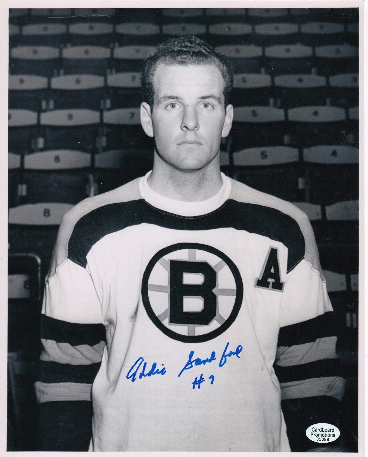 Eddie Sandford Boston Bruins Autographed 8x10 Hockey Photo Poster painting W/COA E LL