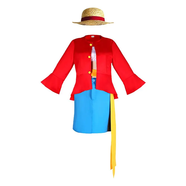 One Piece Luffy Red Set Outfits Cosplay Costume Halloween Carnival Suit