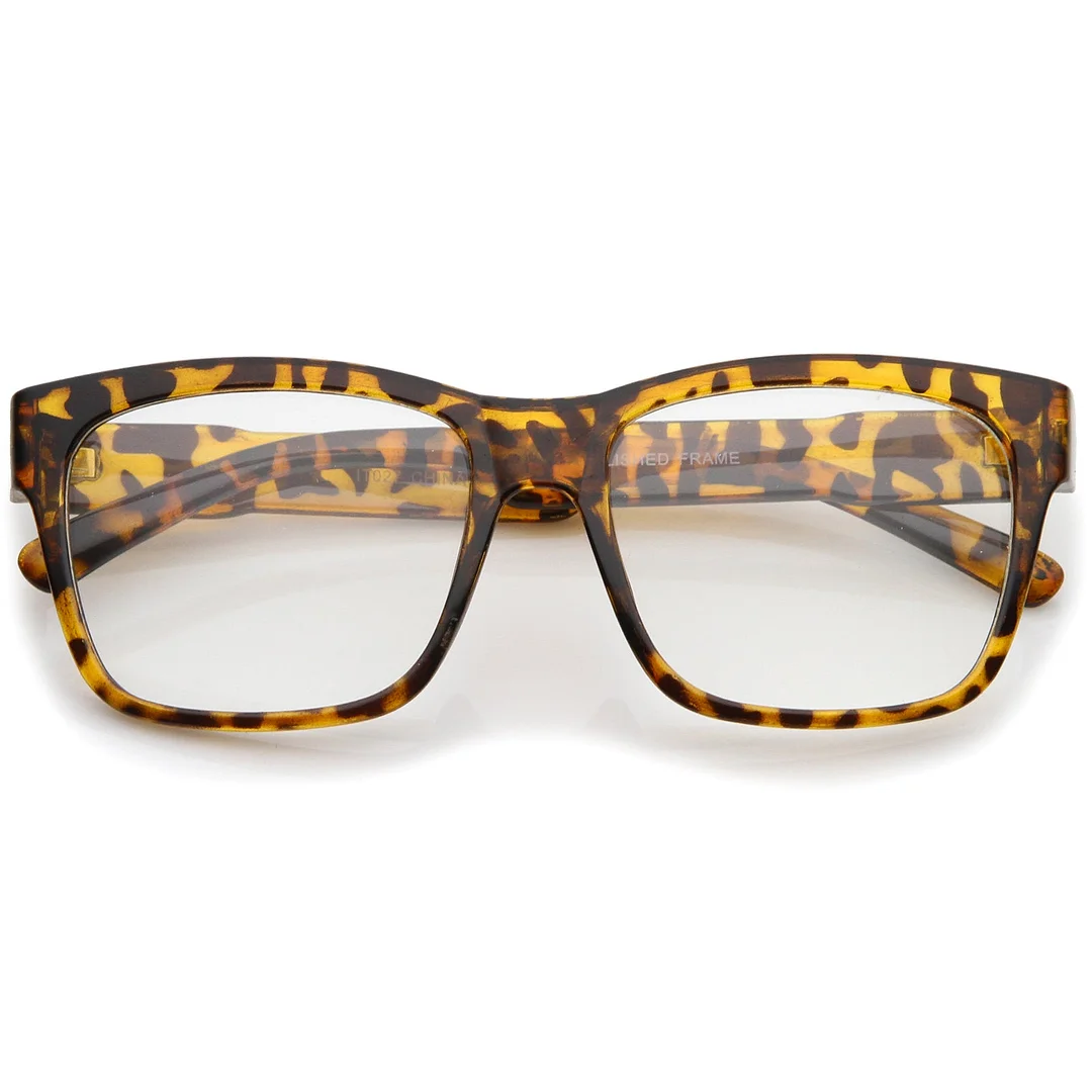 Casual Bold Square Clear Lens Horn Rimmed Eyeglasses 53mm