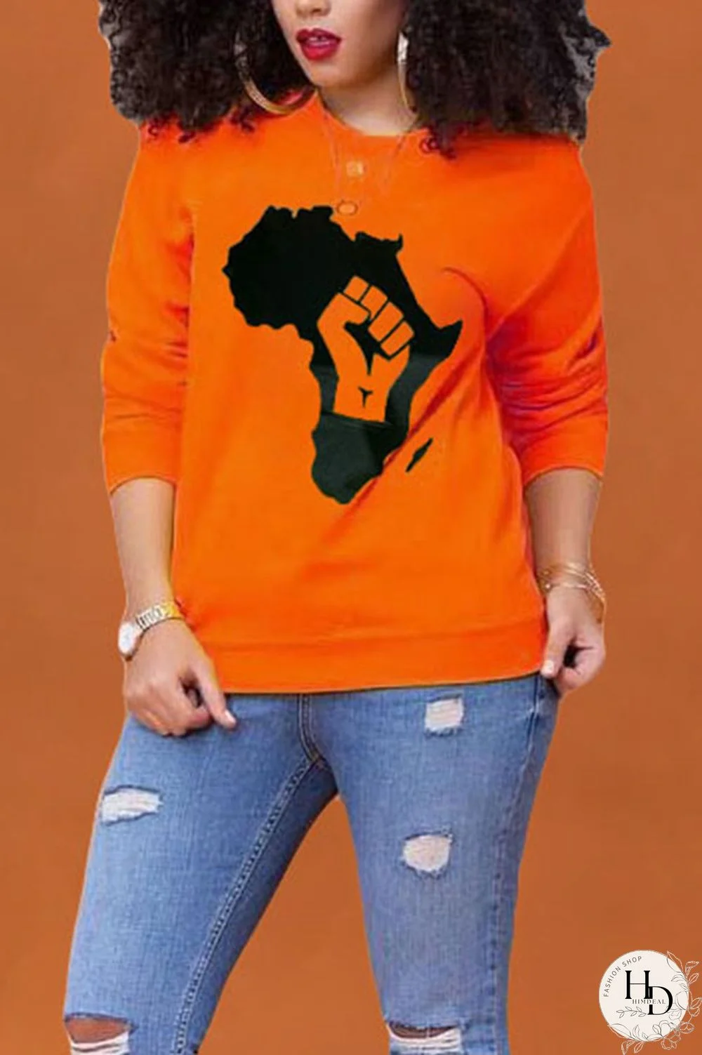 Apricot O Neck Print Polyester Print Long Sleeve Outerwear