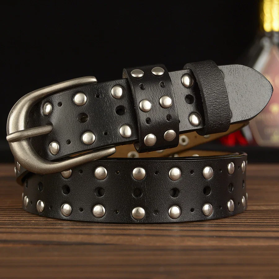 Cowboy Style Female Hollow Vintage Luxury Designer Punk Belts High Quality Women Waist Rivet Strap for Jeans