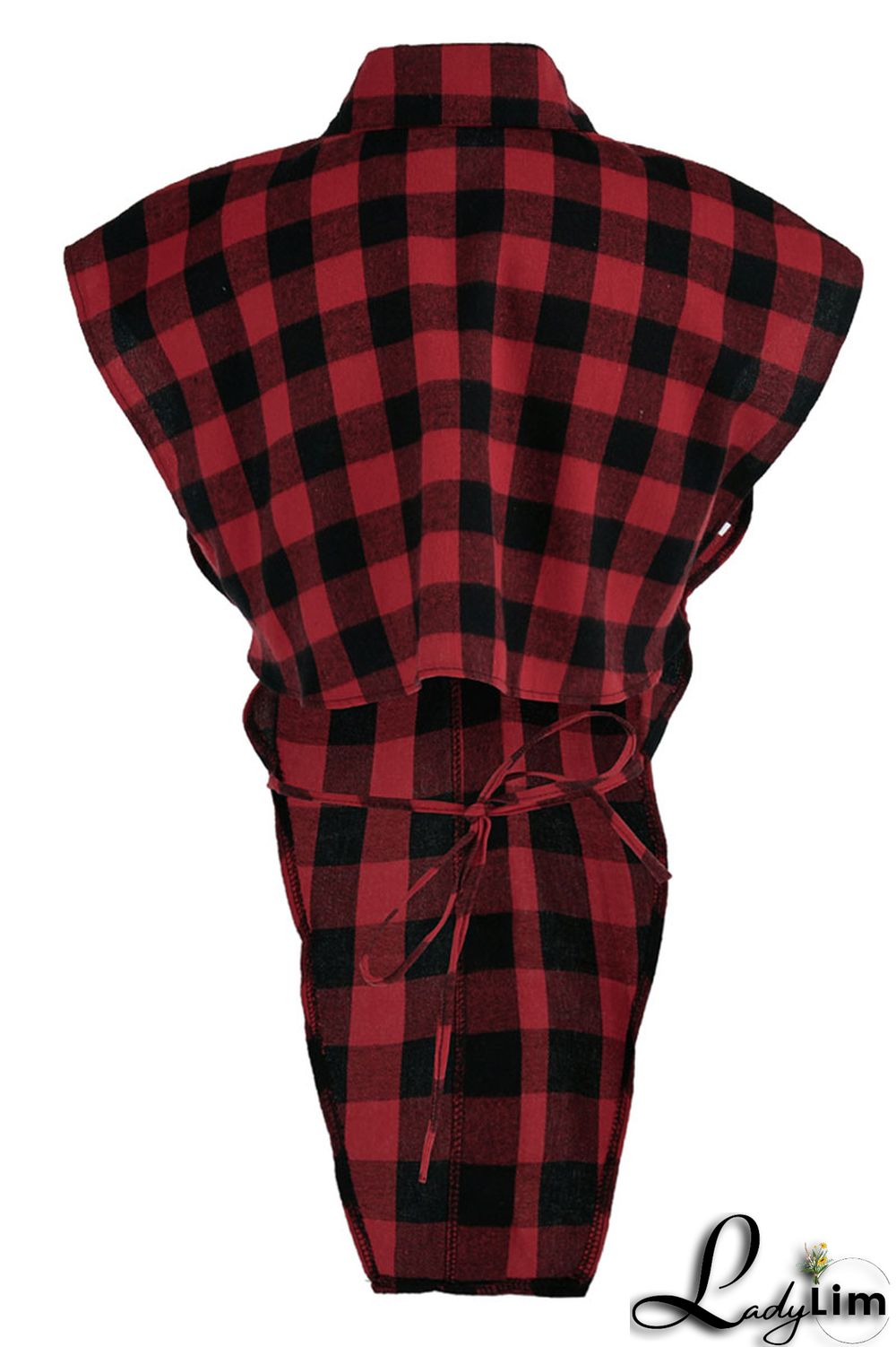Yellow Casual Street Plaid Print Patchwork Buckle Asymmetrical Turndown Collar Tops