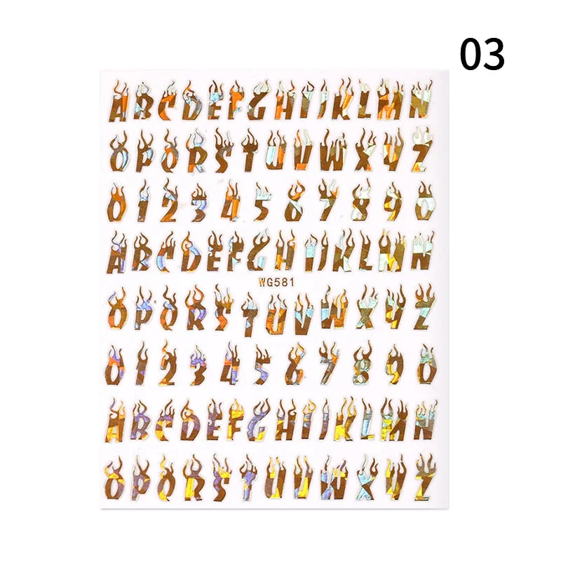 1PC Abstract Geometrics 3D Nail Sticker Cool Letters Pattern Leaves Flower Transfer Decals Slider For Nails Decoration Manicures