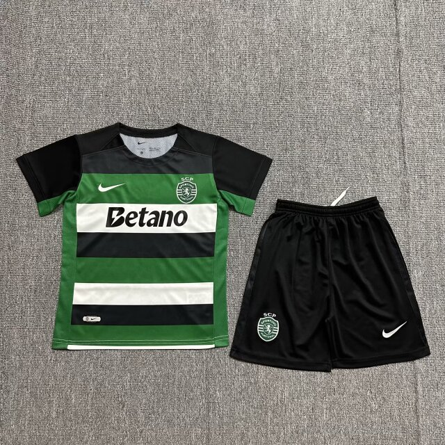 24/25 Sporting Lisbon Home Kids Kit Football Shirt Thai Quality