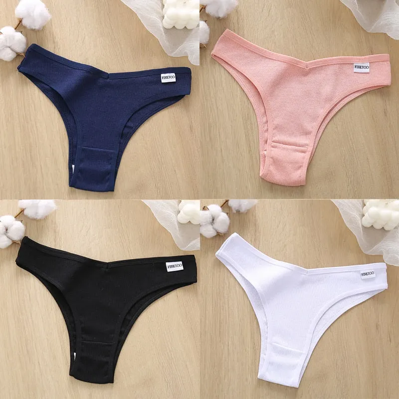 4PCS/Set Cotton Panties Women's Panties FINETOO Sexy Female Underpants Low Waist Underwear Women Pantys Lingerie M-XL
