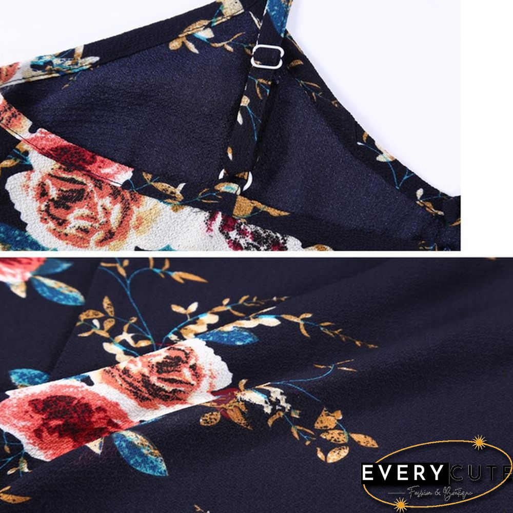 Deep V Neck Casual Jumpsuits Rompers Floral Jumpsuits for Women Sleeveless pantalon femme