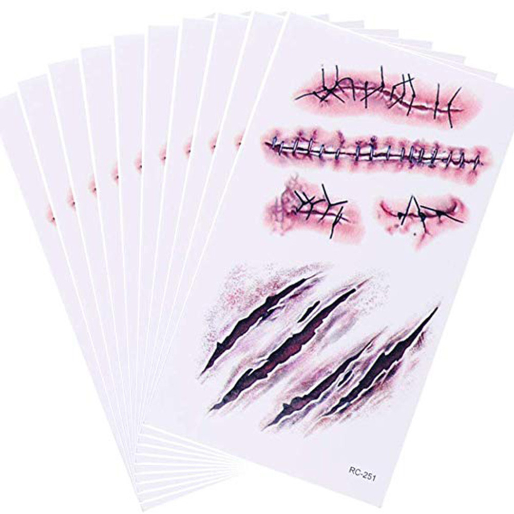 

Temporary Body Make Up Tattoo Sticker with Fake Scab for Halloween Decor, 501 Original