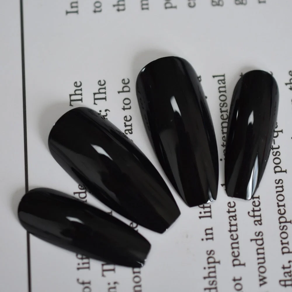 Nude Extra Long Fake Nails Coffin Full Cover Glossy False Nail Long Ballerina Nails with Glue Sticker-Nail Inspo