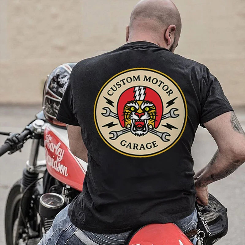 CUSTOM MOTOR GARAGE Tiger Print Men's T-shirt
