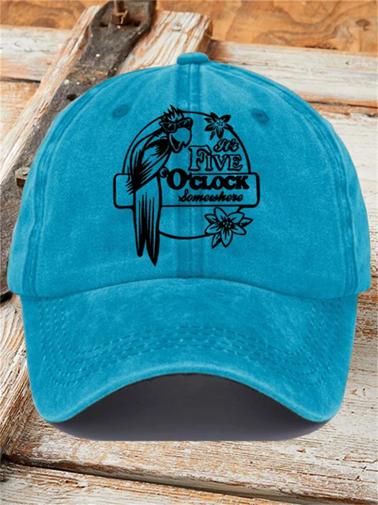 Retro It's 5 O'clock Somewhere Print Baseball Cap