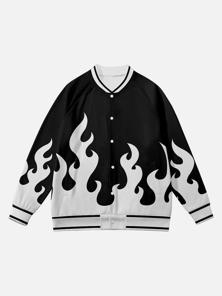 Flame Patchwork Varsity Jacket