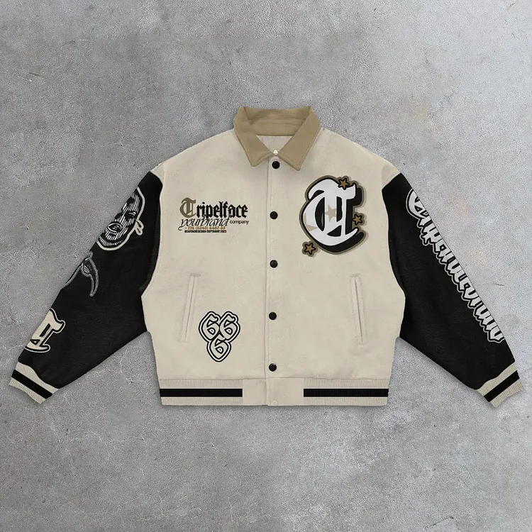 Skull Casual Street Retro Long Sleeve Baseball Jacket