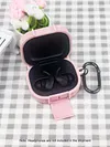 For  Powerbeats Fit BT Earphone Protective Cover with Bracket & Metal Carabiner Shockproof TPU Protective Sleeve Anti-Scratch Dustproof BT Earbuds Case for Outdoor Travel Camping