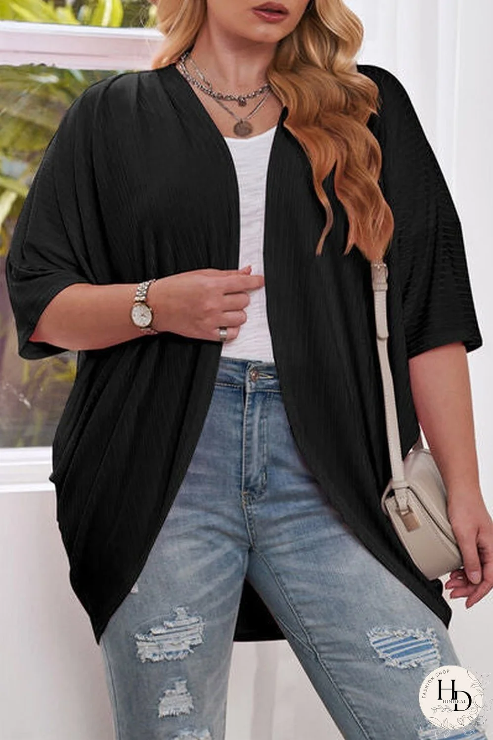 Plus Size Ribbed Cocoon Cover Up